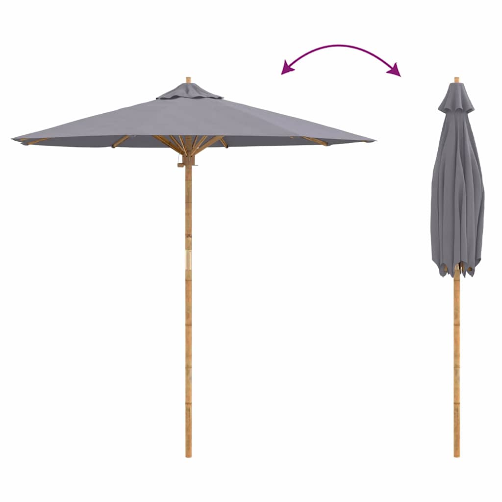 Garten-Sonnenschirm Dunkelgrau Ø 270 x 260 cm Bambus