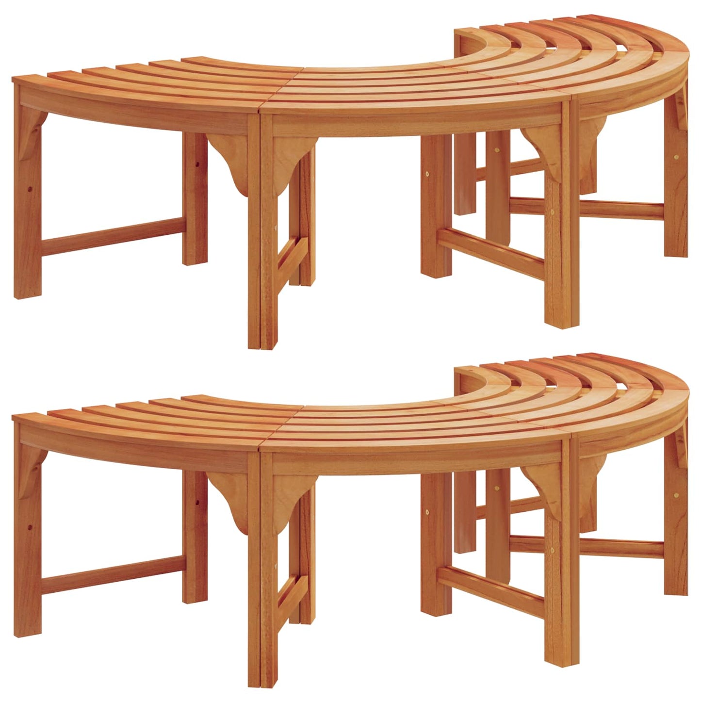 Baumbank 2 pcs Natur 160 x 80 x 45cm Massives Eukalyptus Holz