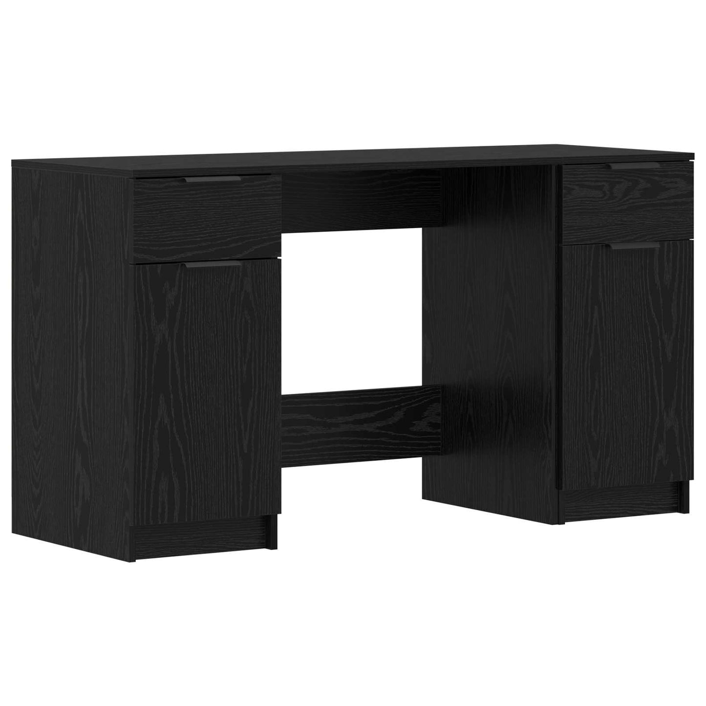 Desk with Storage Black Oak Effect 133 x 50 x 75 cm