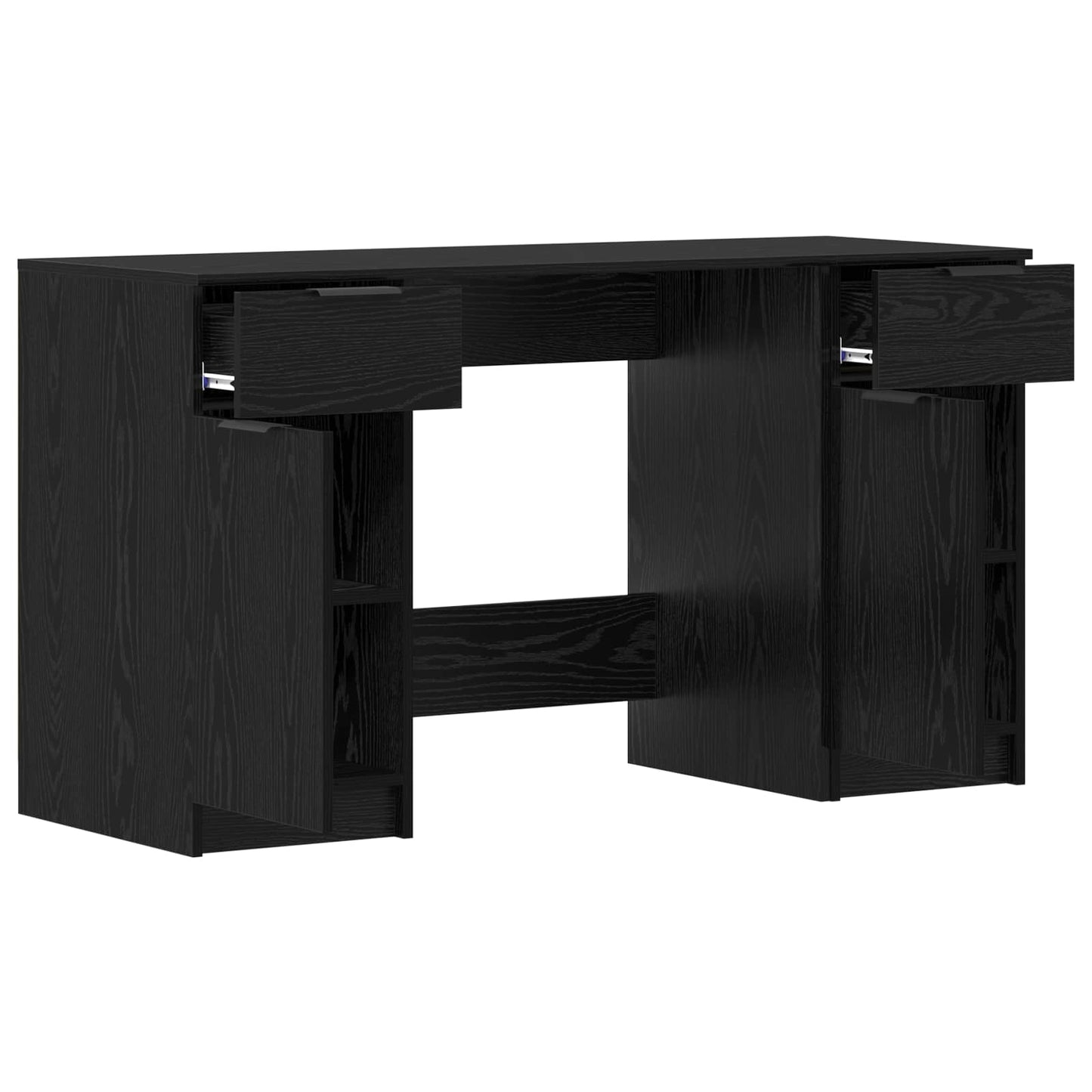 Desk with Storage Black Oak Effect 133 x 50 x 75 cm