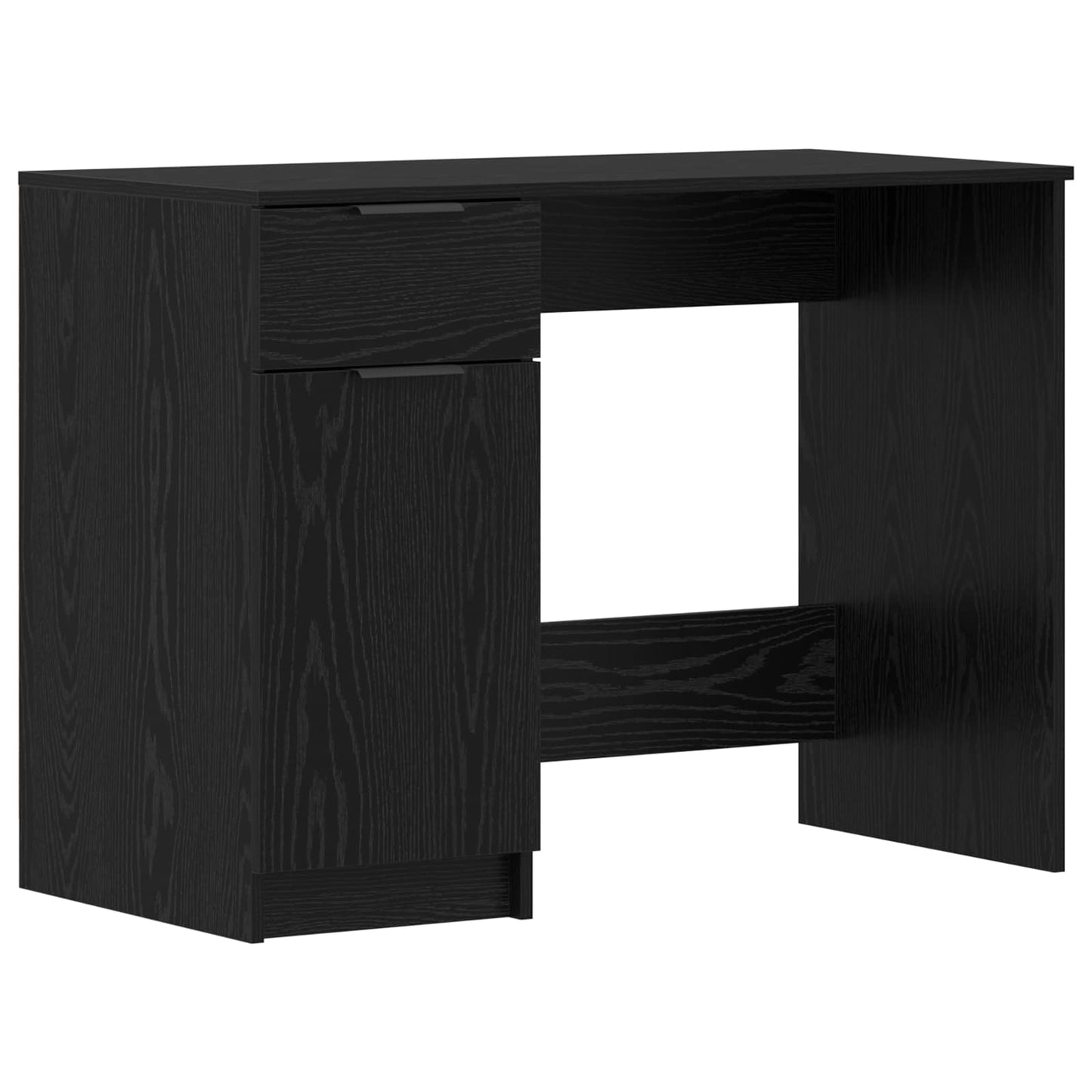 Desk with Storage Black Oak Effect 133 x 50 x 75 cm
