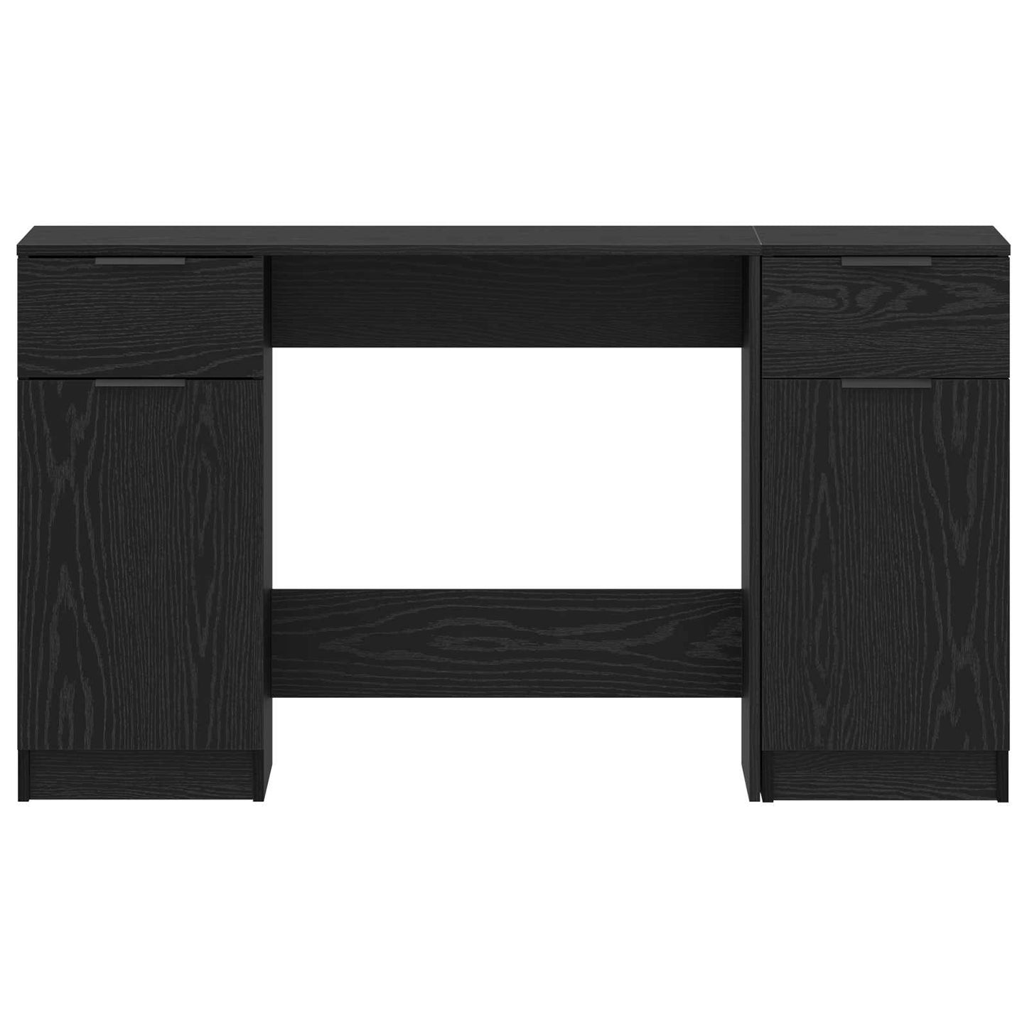 Desk with Storage Black Oak Effect 133 x 50 x 75 cm