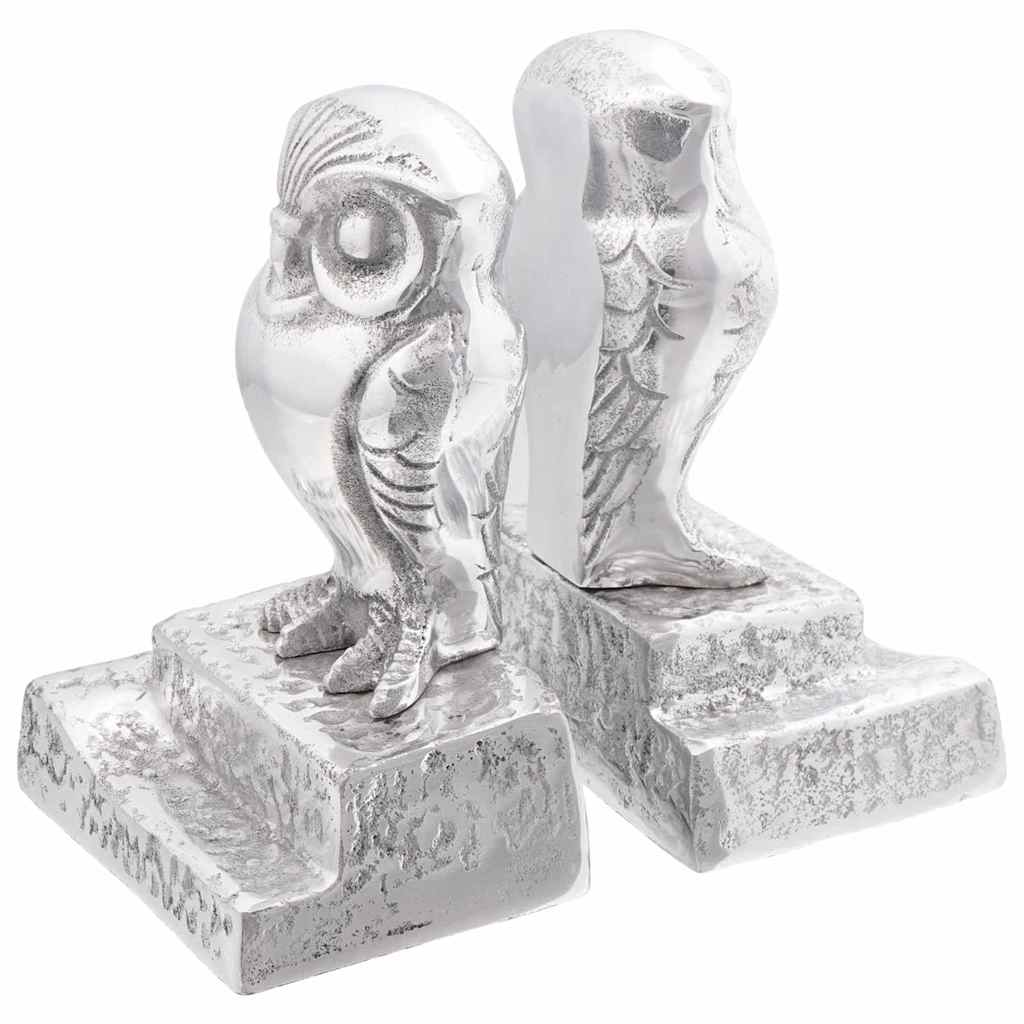 Serre-livres 2 pcs Argent 12 x 9 x 19 cm Aluminium