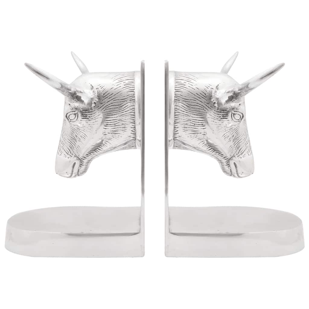 Serre-livres 2 pcs Argent 21,5 x 15,5 x 20 cm Aluminium