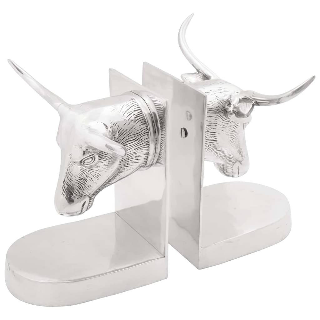 Serre-livres 2 pcs Argent 21,5 x 15,5 x 20 cm Aluminium