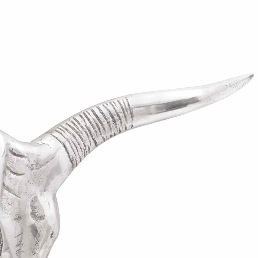 Crâne de taureau argenté 49 x 10 x 36 cm Aluminium