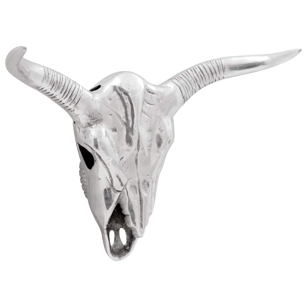Crâne de taureau argenté 49 x 10 x 36 cm Aluminium