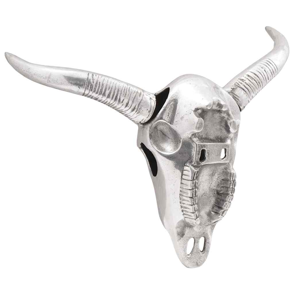 Crâne de taureau argenté 49 x 10 x 36 cm Aluminium