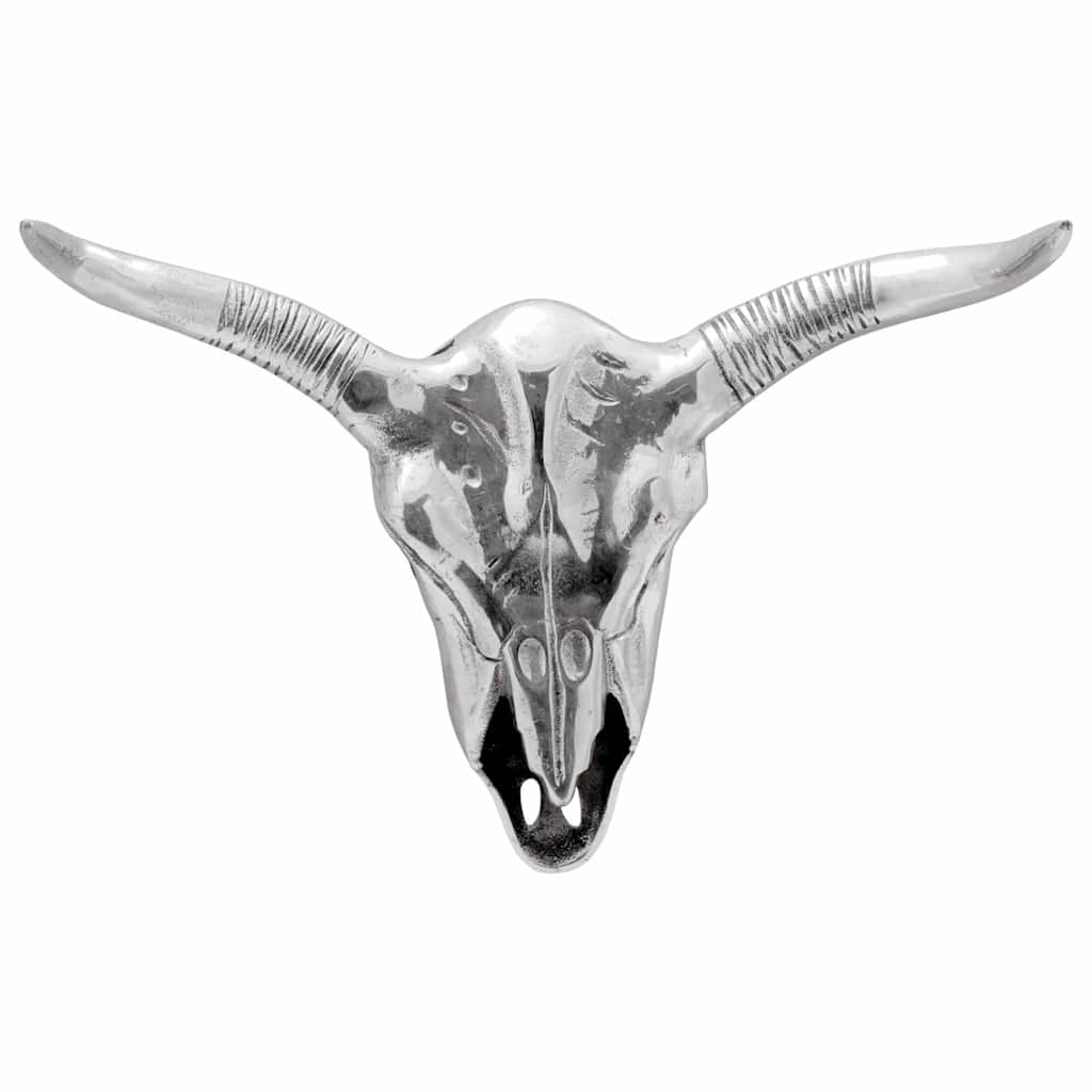 Crâne de taureau argenté 49 x 10 x 36 cm Aluminium