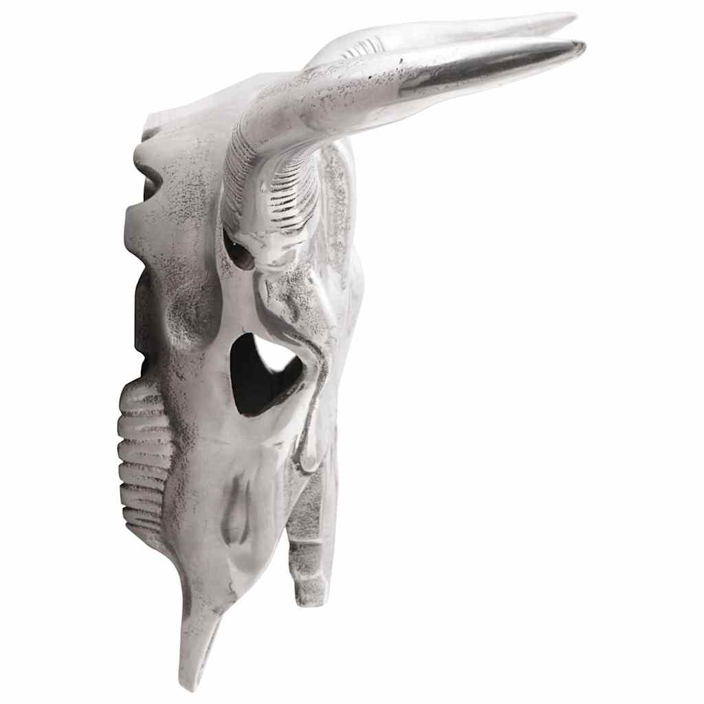 Crâne de taureau argenté 49 x 10 x 36 cm Aluminium