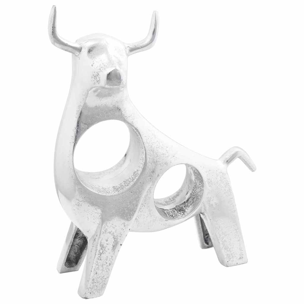 Stierskulptur Silber 22 x 9.5 x 34 cm Aluminium