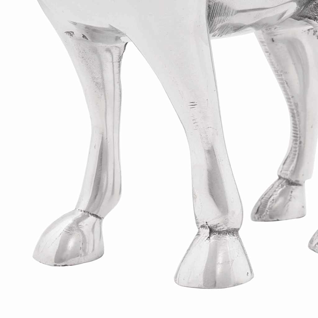 Bull sculpture silver 20 x 17 x 23 cm aluminum