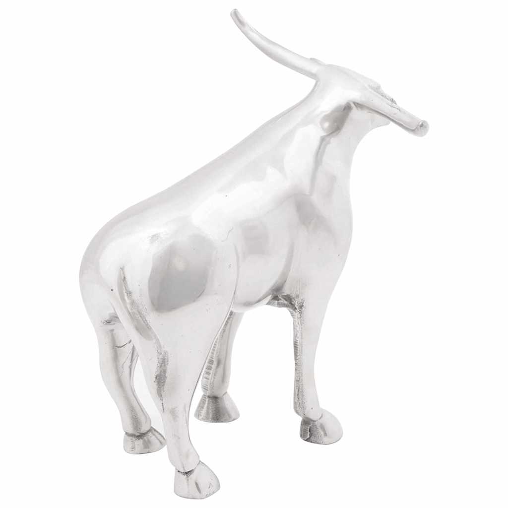 Bull sculpture silver 20 x 17 x 23 cm aluminum