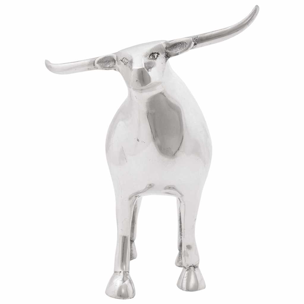 Bull sculpture silver 20 x 17 x 23 cm aluminum