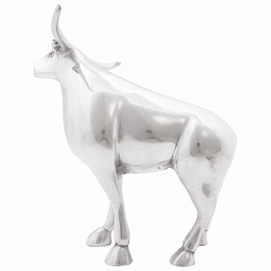 Bull sculpture silver 20 x 17 x 23 cm aluminum