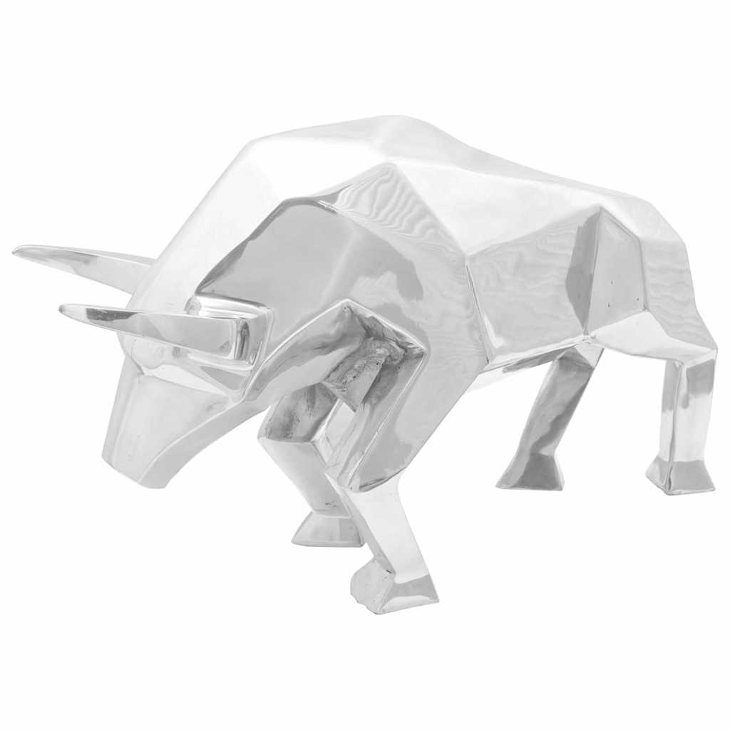 Stierskulptur Silber 74 x 23 x 39 cm Aluminium