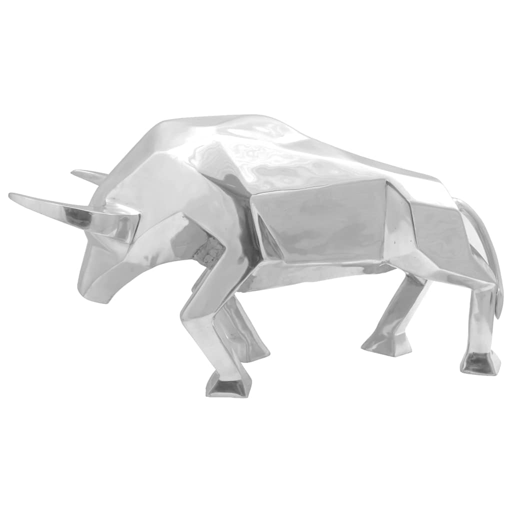 Stierskulptur Silber 74 x 23 x 39 cm Aluminium