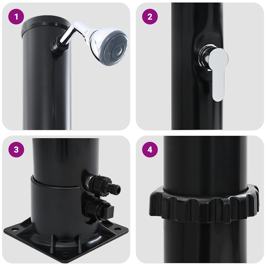 Außen Solardusche Schwarz 217 cm PVC und Aluminium