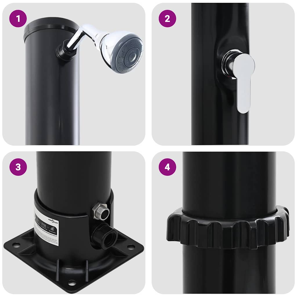 Außen Solardusche Schwarz 217 cm PVC und Aluminium