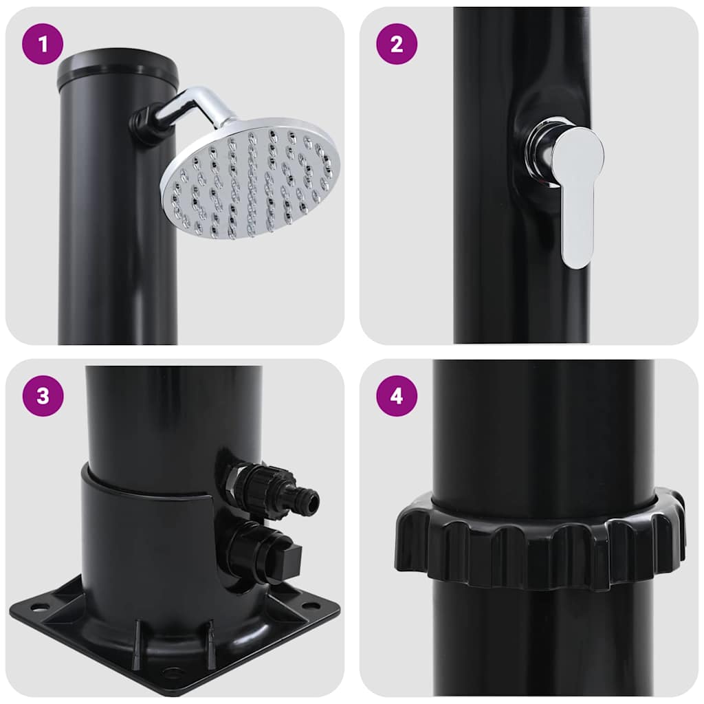 Außen Solardusche Schwarz 217 cm PVC und Aluminium