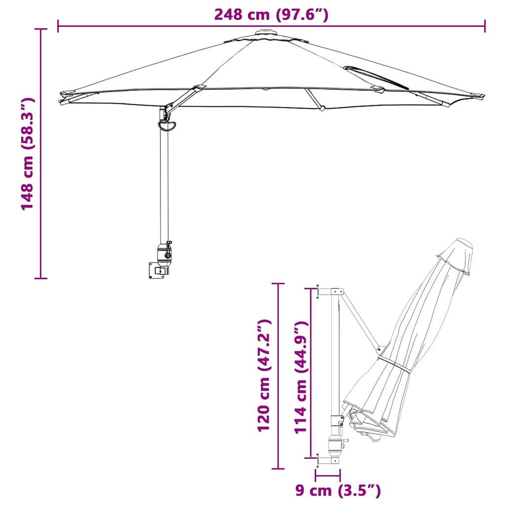 Garten-Sonnenschirm Grün 248 x 248 x 148 cm Polyester und Stahl