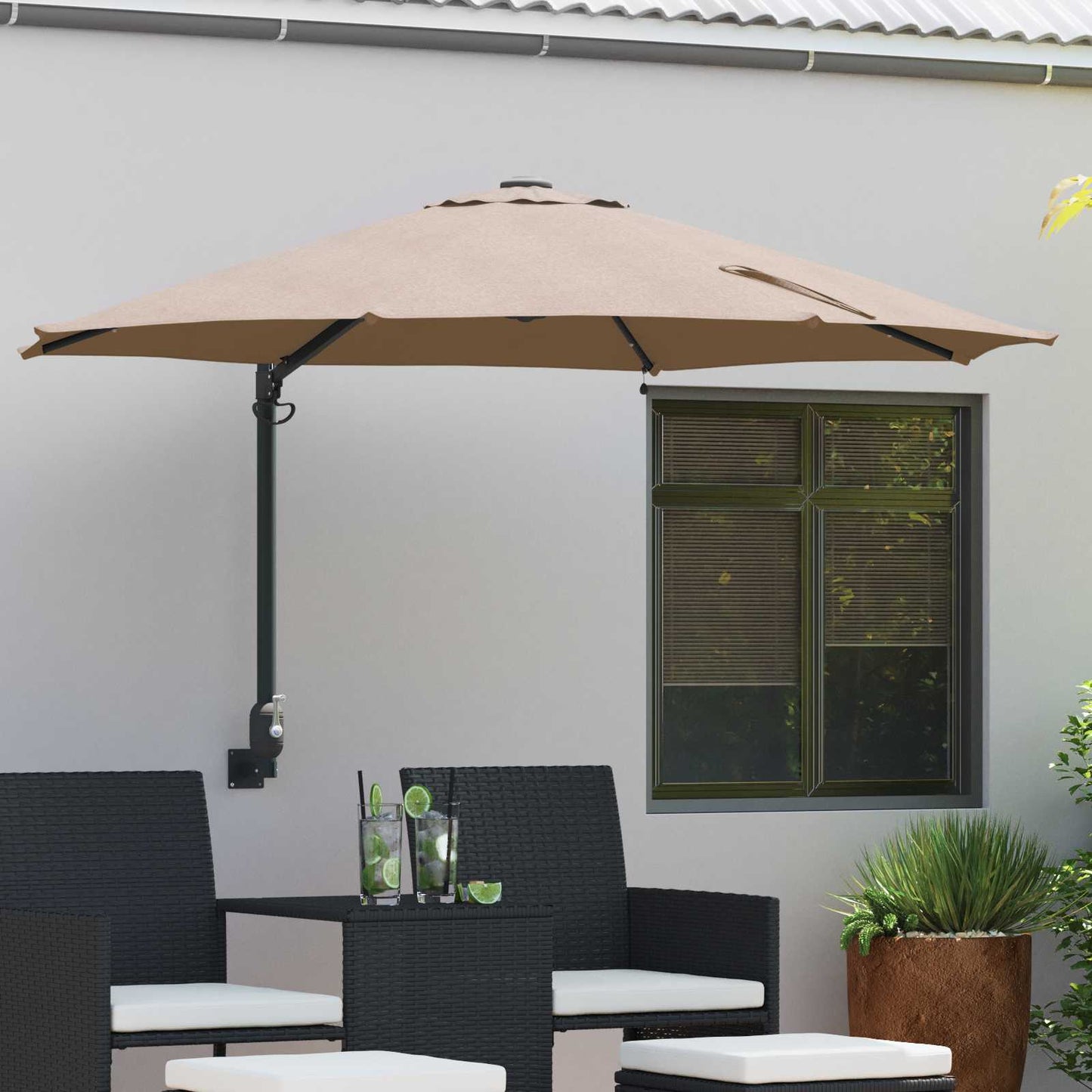 Garten-Sonnenschirm Taupe 248 x 248 x 148 cm