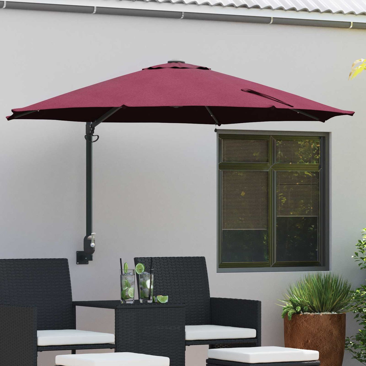 Garten-Sonnenschirm Bordeauxrot 248 x 248 x 148 cm