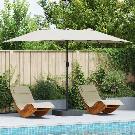 Garten-Sonnenschirm Sand 385 x 209 x 244 cm Polyester und Stahl