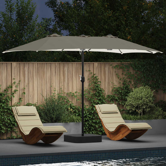 Garten-Sonnenschirm Sand und Anthrazit 385 x 209 x 244 cm