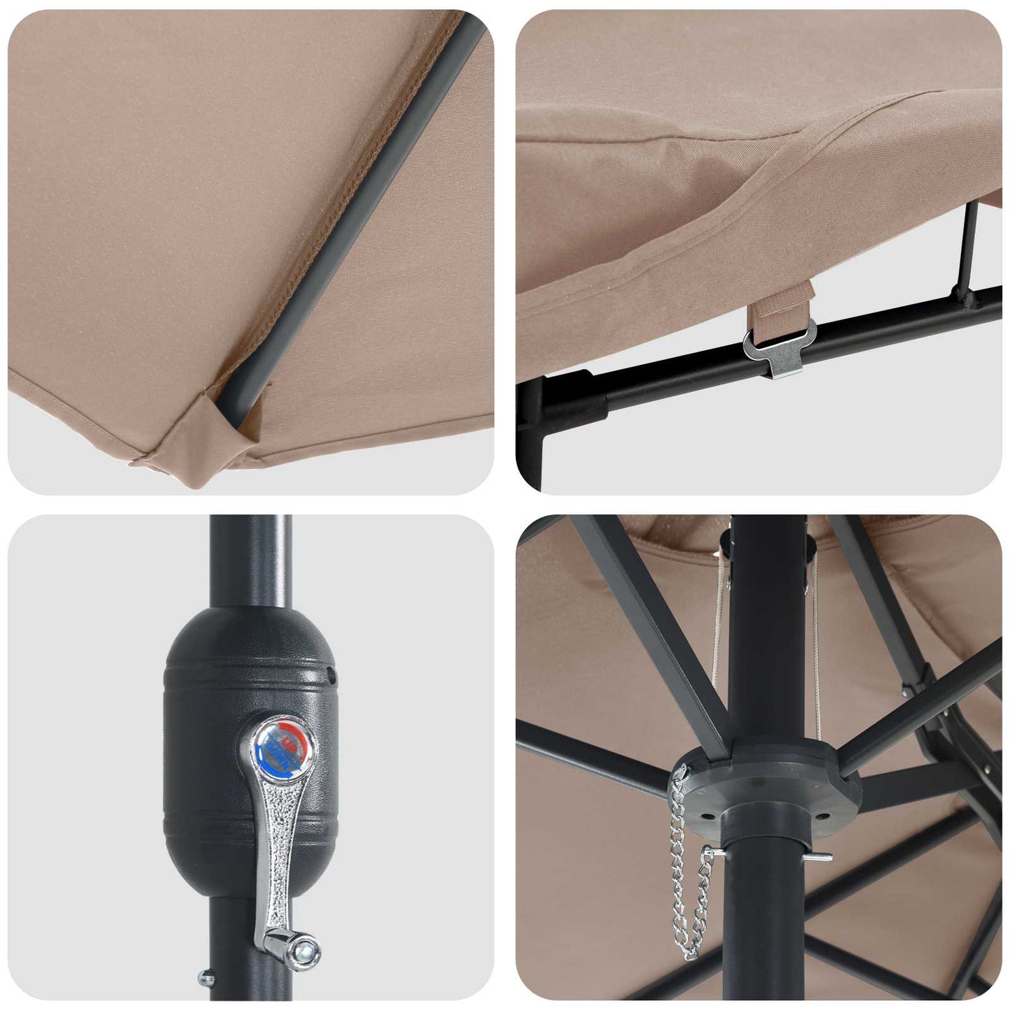Garten-Sonnenschirm Taupe 385 x 209 x 244 cm Polyester