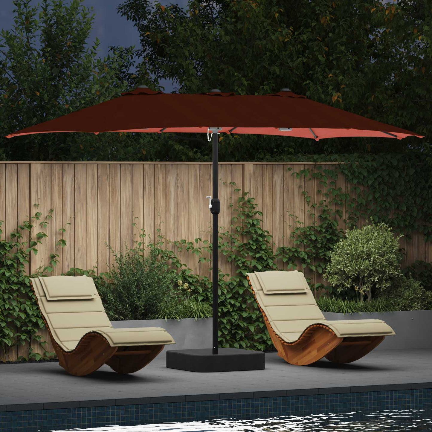 Garten-Sonnenschirm Terrakotta 385 x 209 x 244 cm Polyester