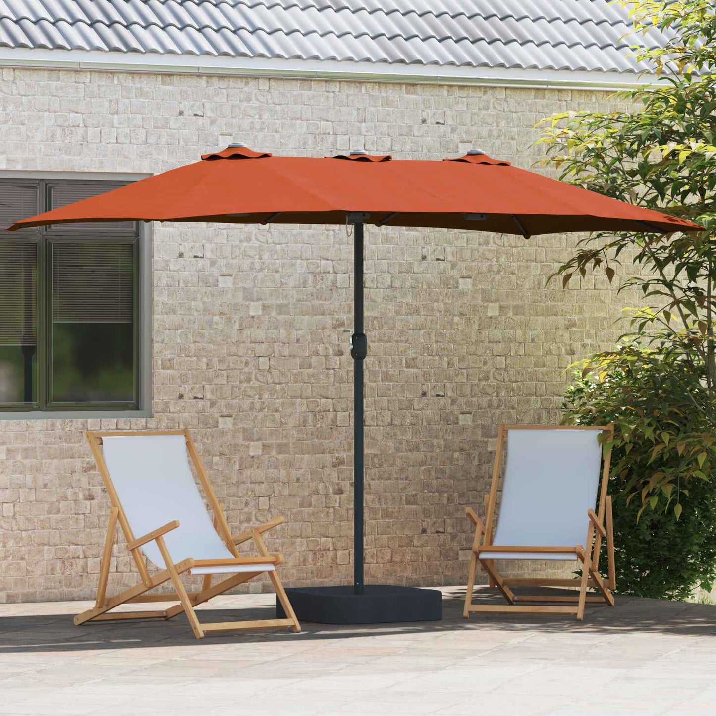 Garten-Sonnenschirm Terrakotta 385 x 209 x 244 cm Polyester