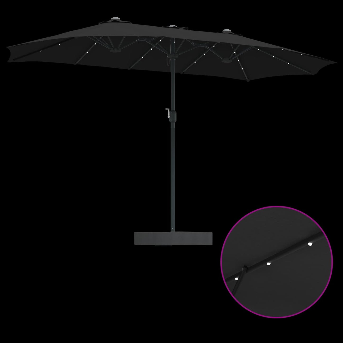 Garten-Sonnenschirm Schwarz 385 x 209 x 244 cm Polyester