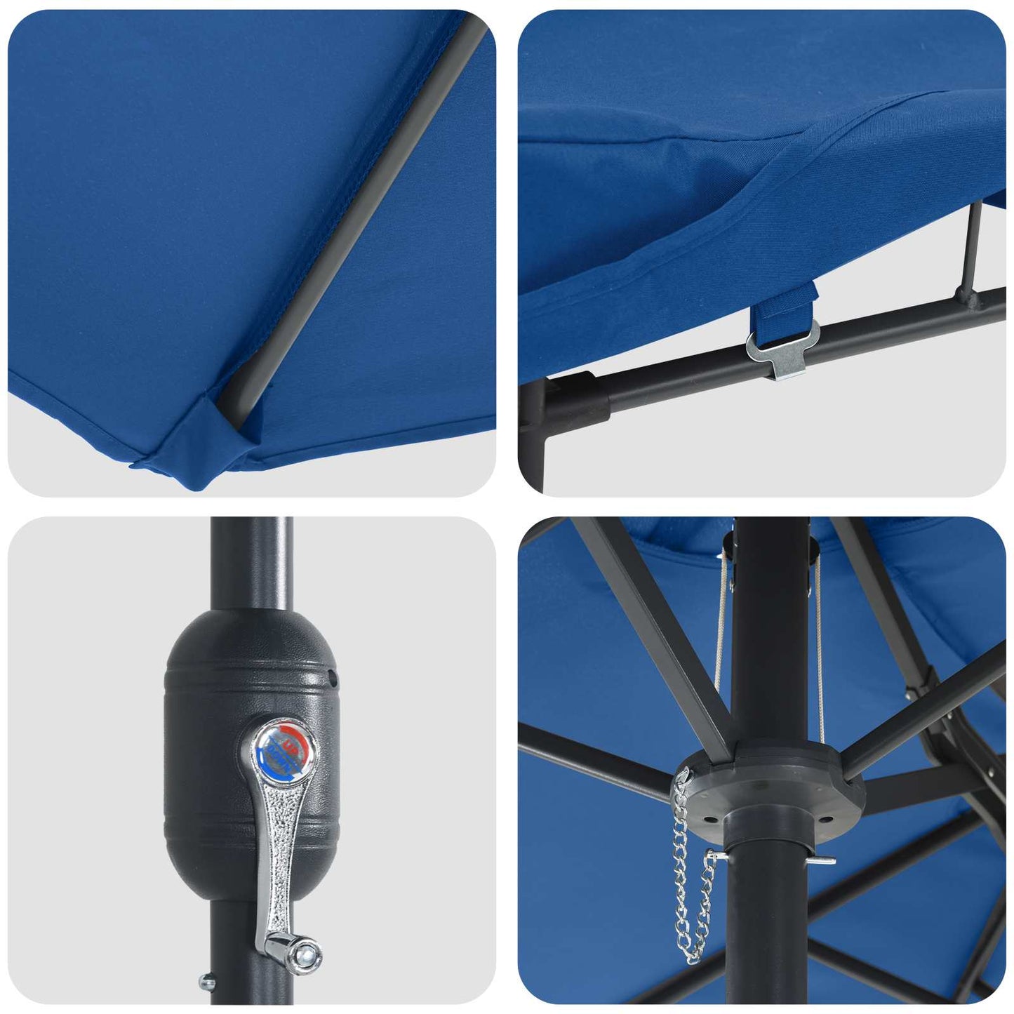 Garten-Sonnenschirm Azurblau 385 x 209 x 244 cm Polyester