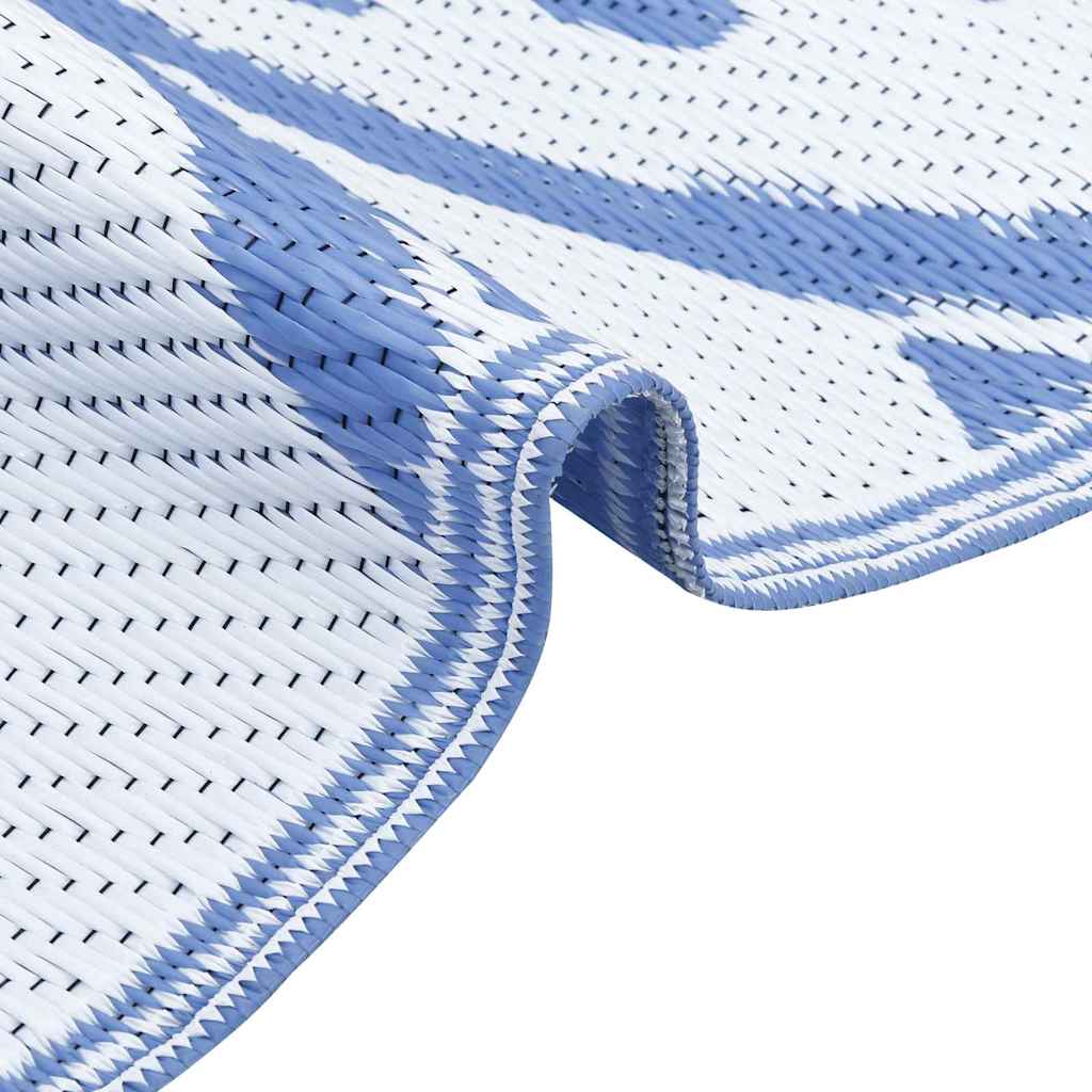 Outdoor-Teppich Floral ARAKIL Babyblau und Weiß 400 x 300 cm