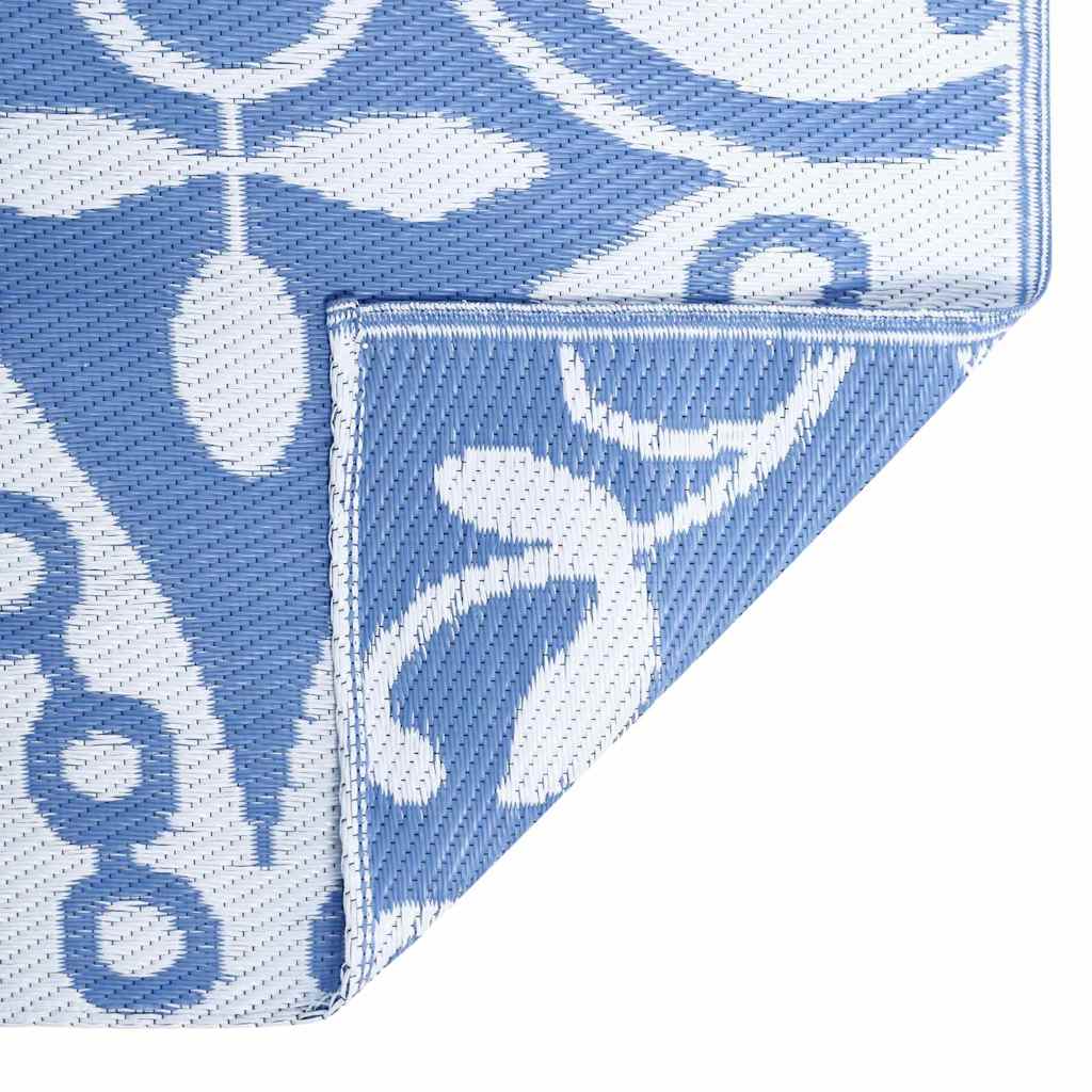 Outdoor-Teppich Floral ARAKIL Babyblau und Weiß 400 x 300 cm