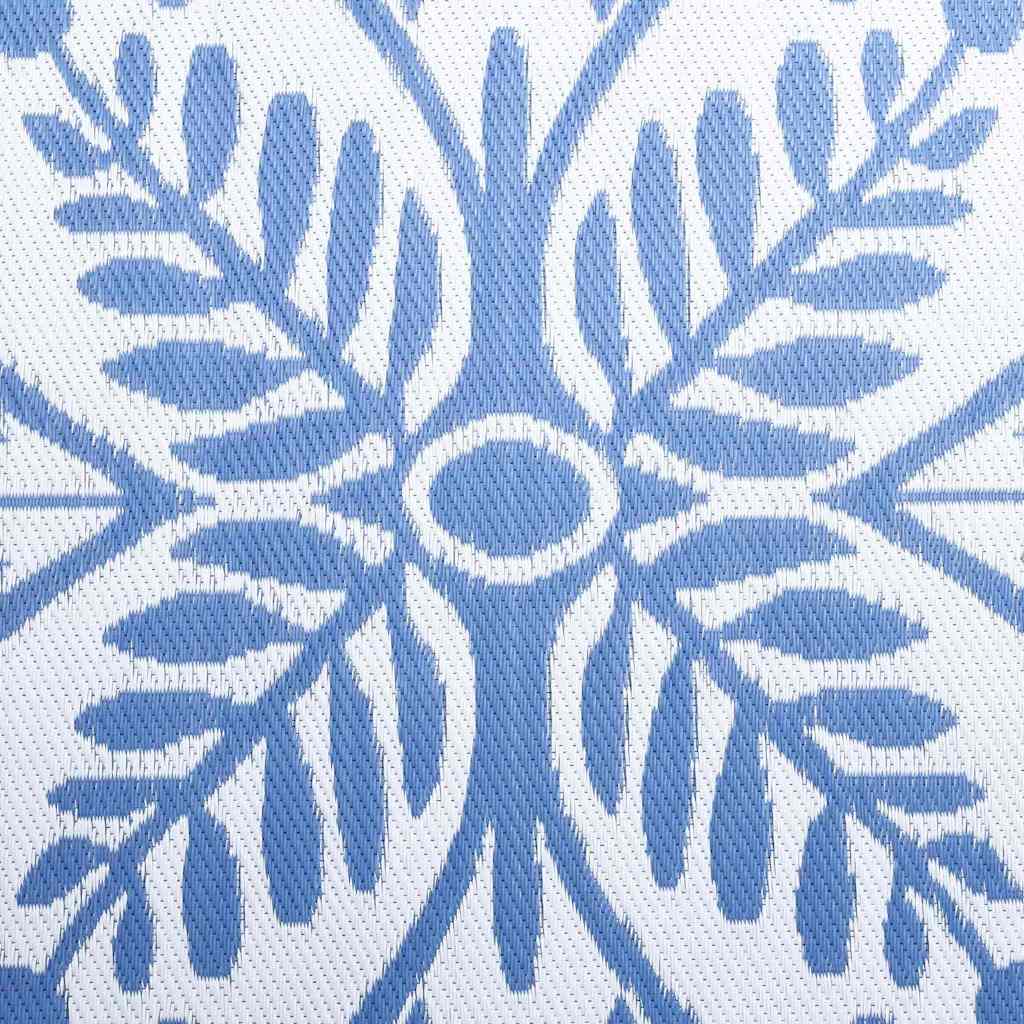 Outdoor-Teppich Floral ARAKIL Babyblau und Weiß 400 x 300 cm