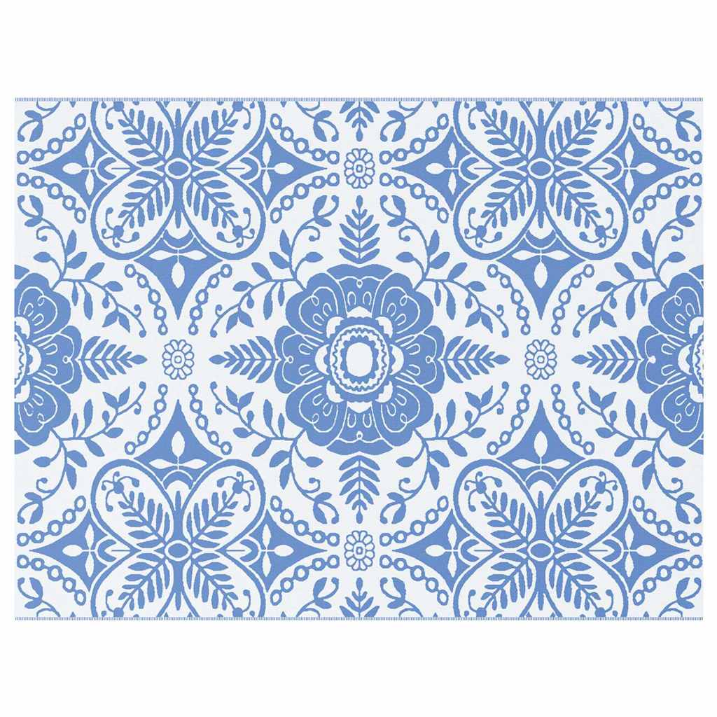 Outdoor-Teppich Floral ARAKIL Babyblau und Weiß 400 x 300 cm