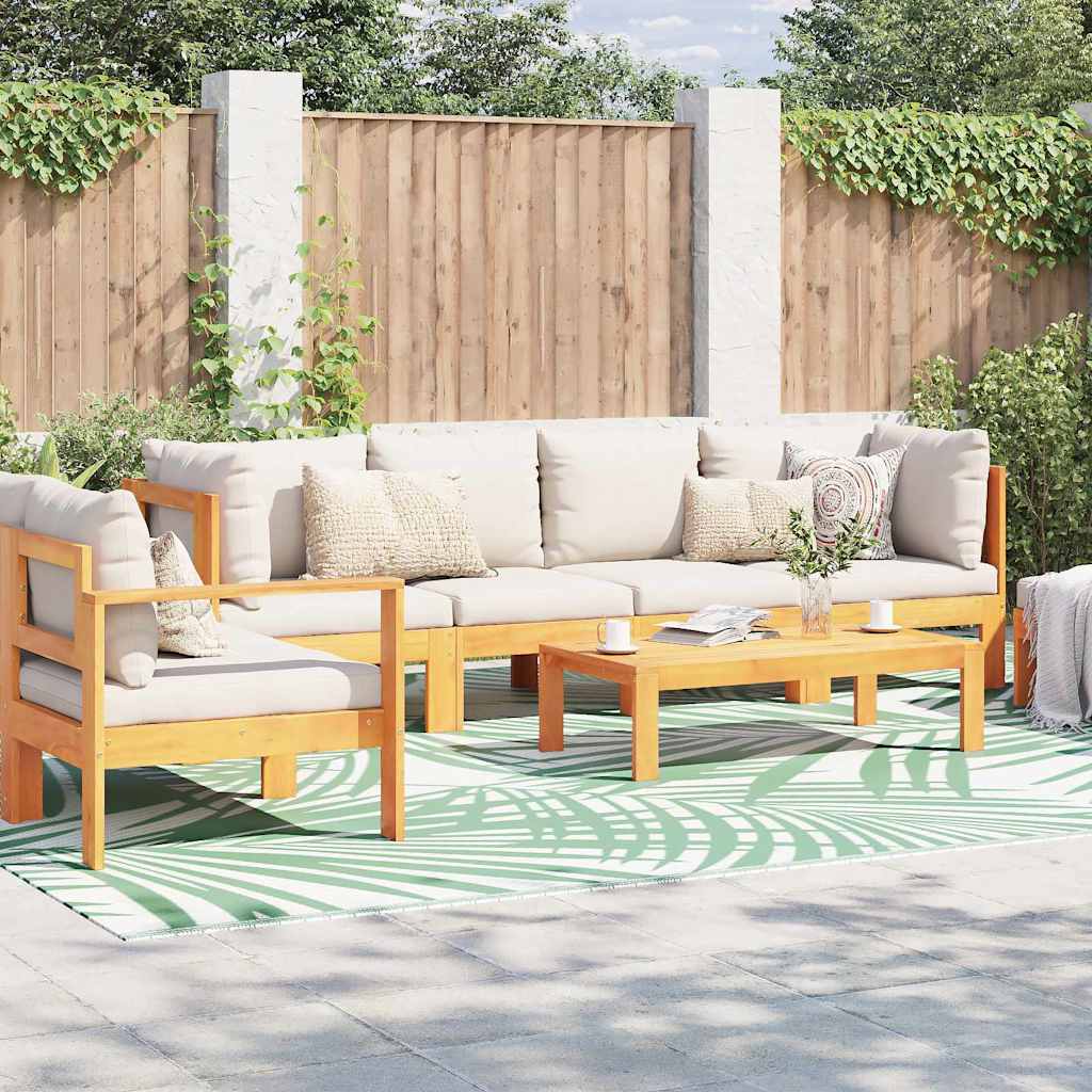 Outdoor-Teppich Blatt ARAKIL Grün und Weiß 400 x 300 cm