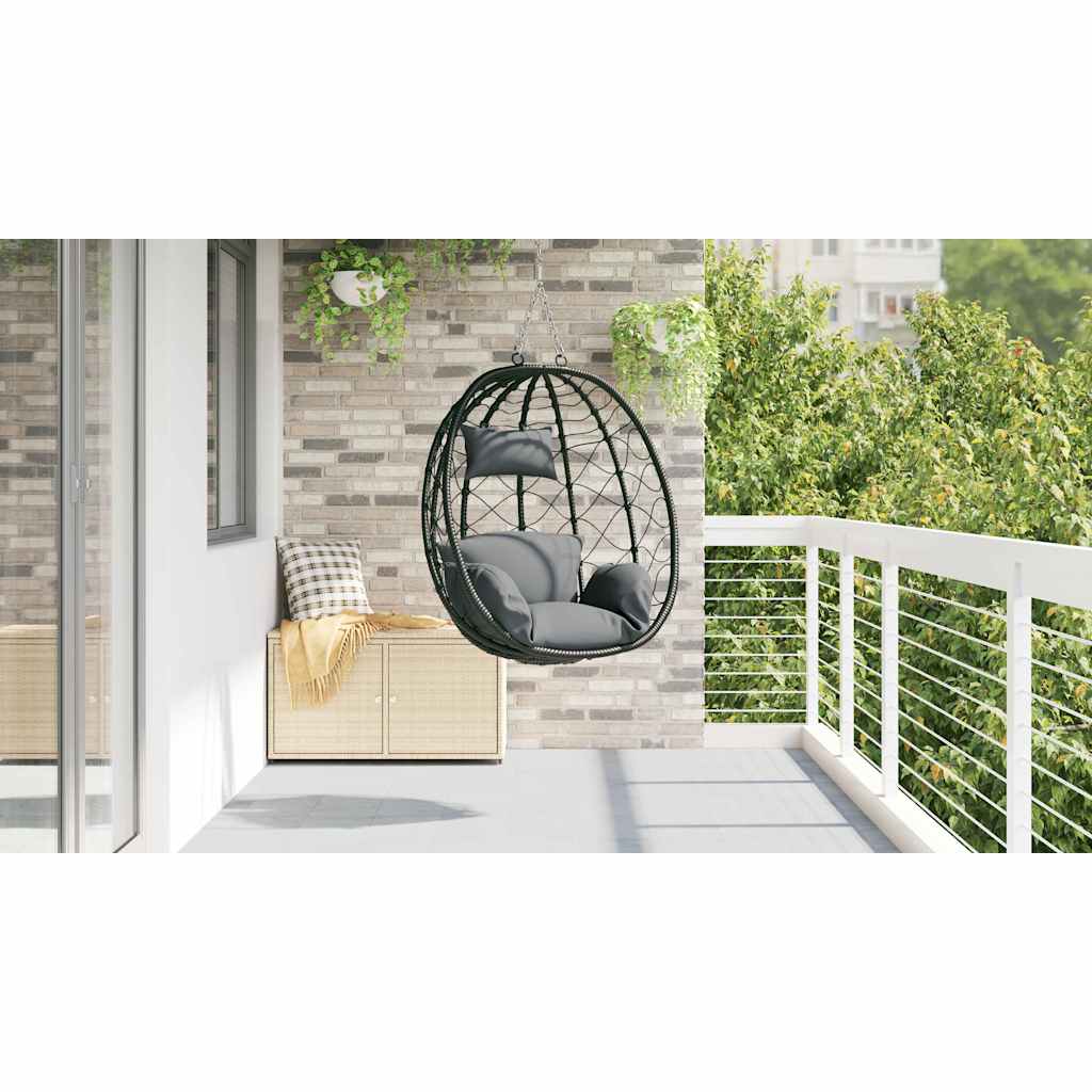 Hängendes Ei-Stuhl Anthrazit 91.5 x 60 x 110 cm Poly-Rattan