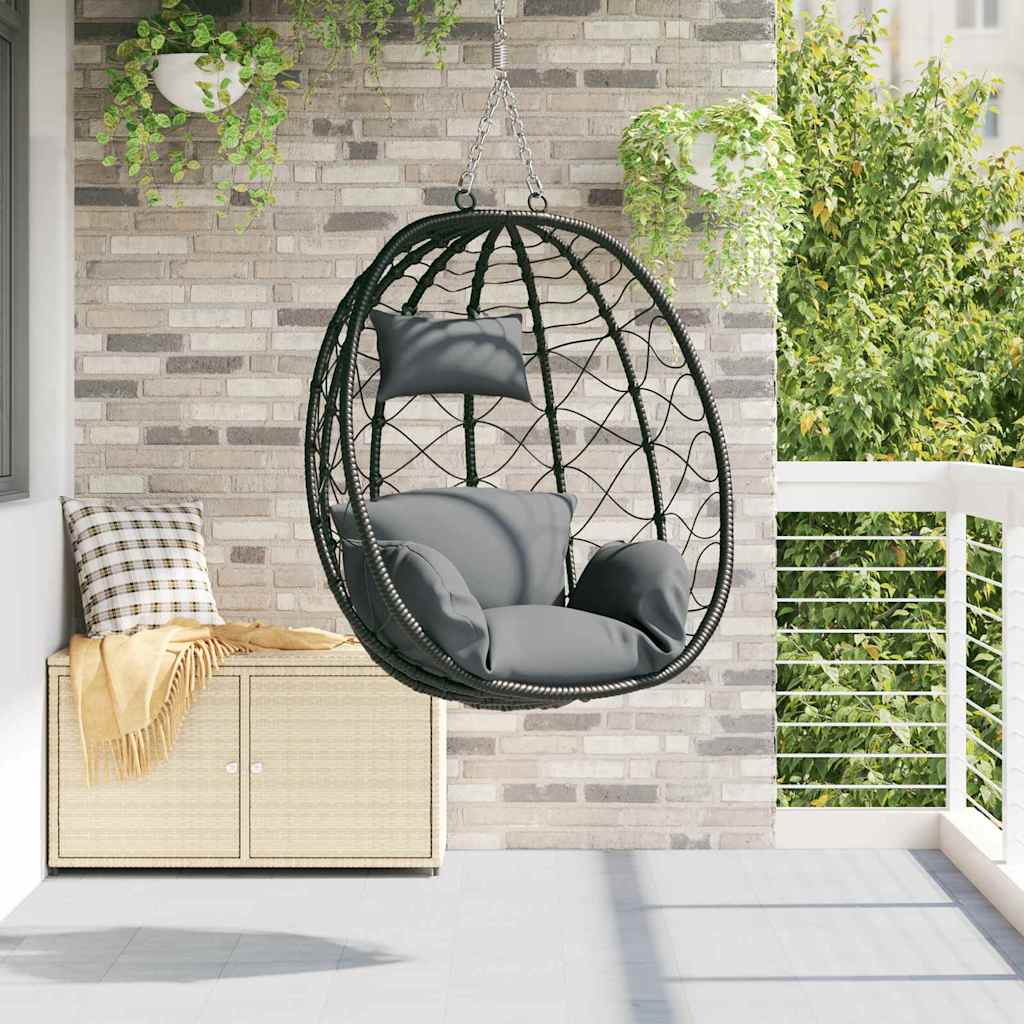 Hängendes Ei-Stuhl Anthrazit 91.5 x 60 x 110 cm Poly-Rattan
