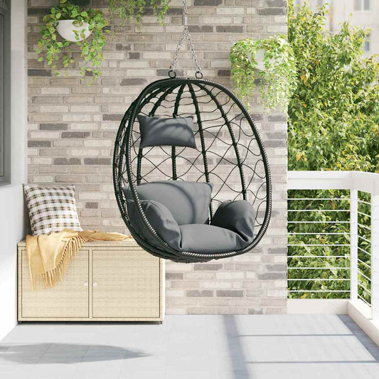 Hängendes Ei-Stuhl Anthrazit 91.5 x 60 x 110 cm Poly-Rattan