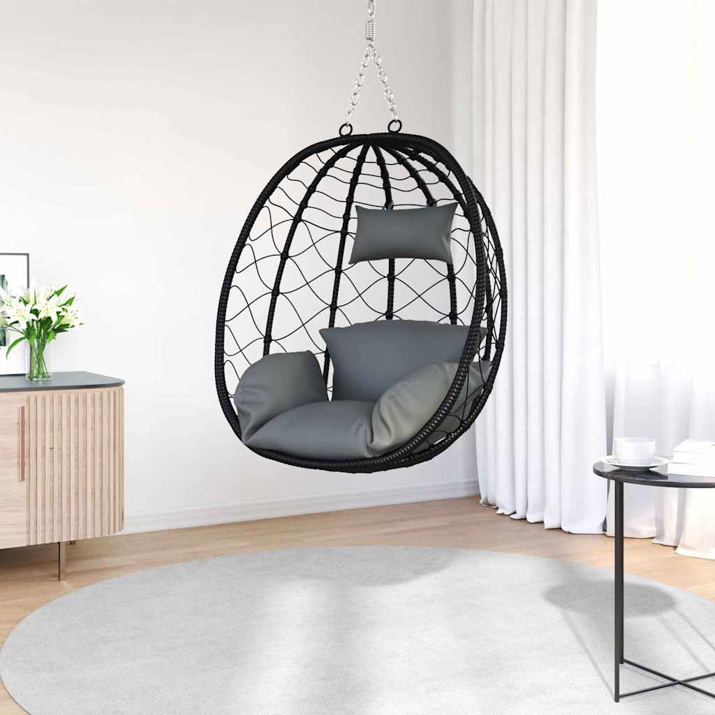 Hängendes Ei-Stuhl Anthrazit 91.5 x 60 x 110 cm Poly-Rattan