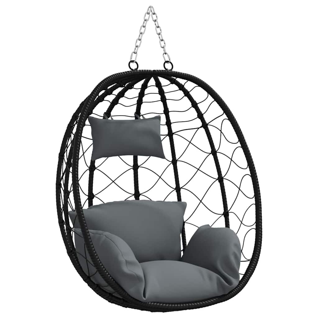 Hängendes Ei-Stuhl Anthrazit 91.5 x 60 x 110 cm Poly-Rattan