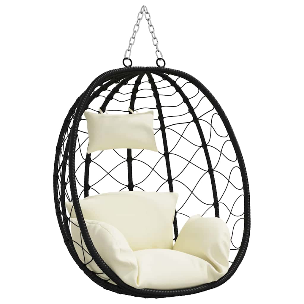 Hängendes Ei-Stuhl Cremeweiß 91,5 x 60 x 110 cm Poly-Rattan