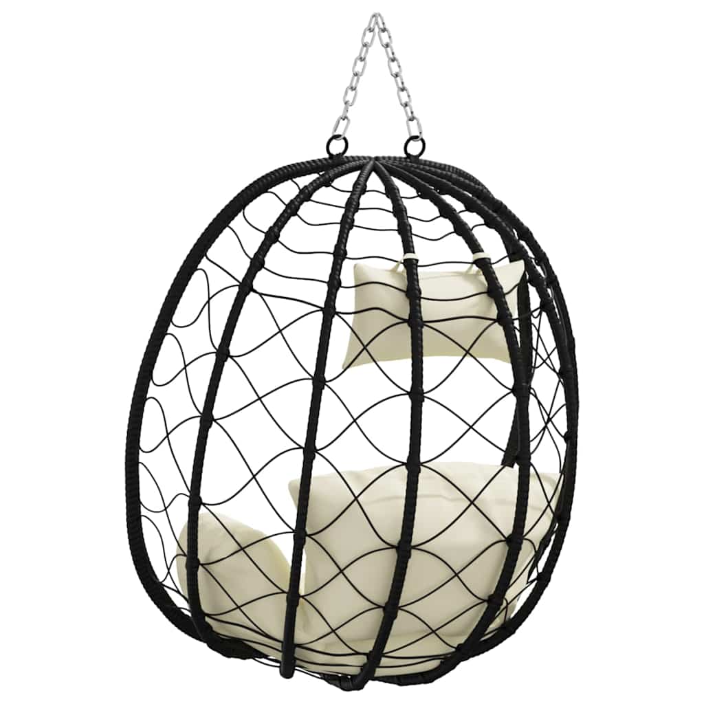 Hängendes Ei-Stuhl Cremeweiß 91,5 x 60 x 110 cm Poly-Rattan