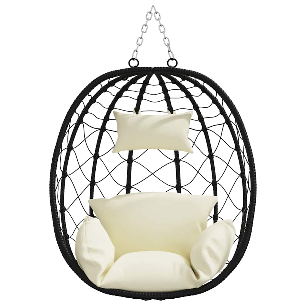 Hängendes Ei-Stuhl Cremeweiß 91,5 x 60 x 110 cm Poly-Rattan