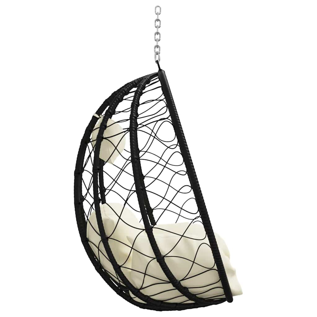 Hängendes Ei-Stuhl Cremeweiß 91,5 x 60 x 110 cm Poly-Rattan