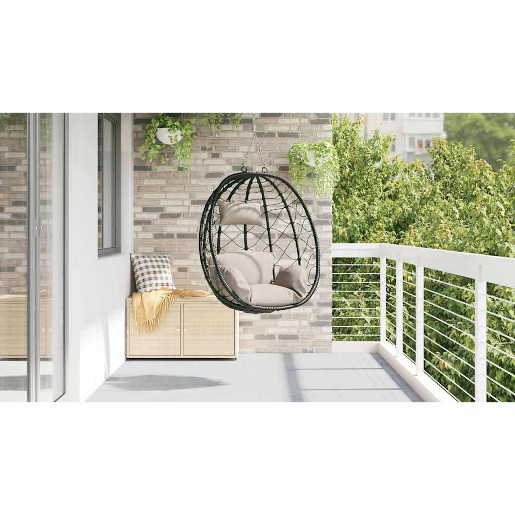 Hängendes Ei-Stuhl Taupe 91.5 x 60 x 110 cm Poly-Rattan