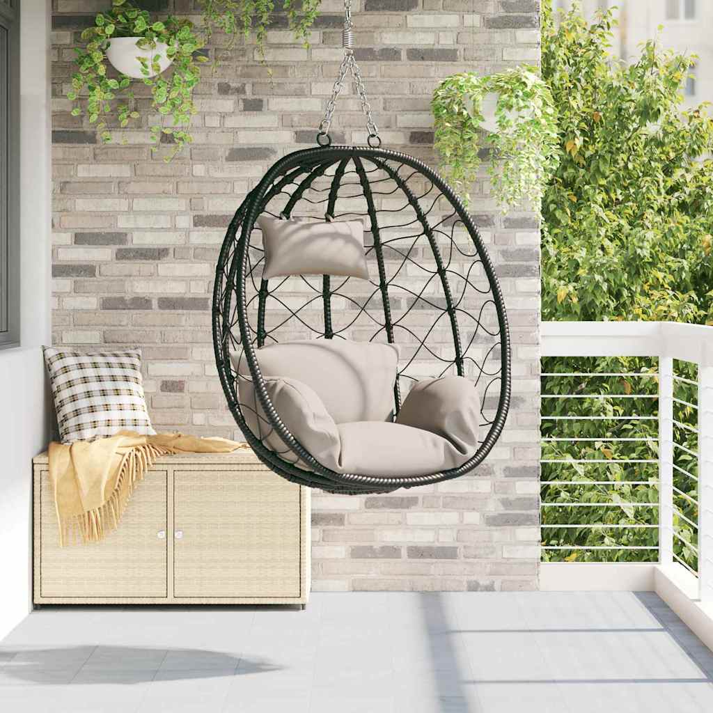 Hängendes Ei-Stuhl Taupe 91.5 x 60 x 110 cm Poly-Rattan